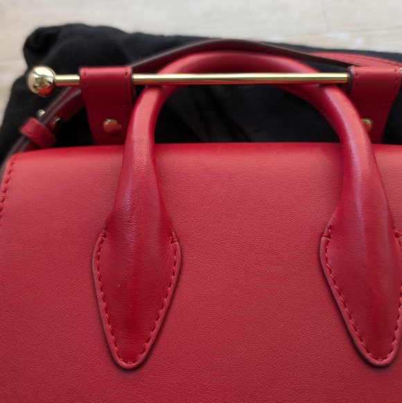 [Strathberry] Authentic Ruby Red Nano Tote Gold Hardware with Leather Strap - Picture 5 of 13